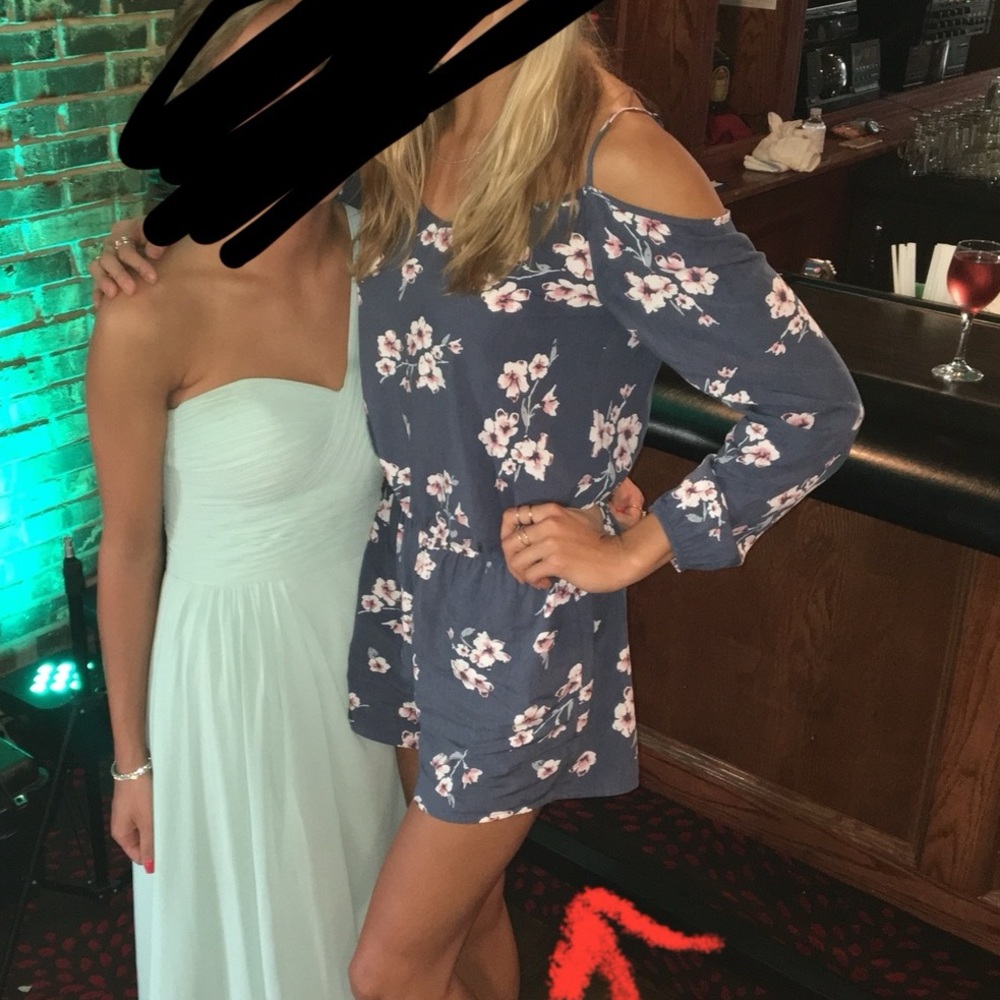 Garage floral shoulder cut out romper